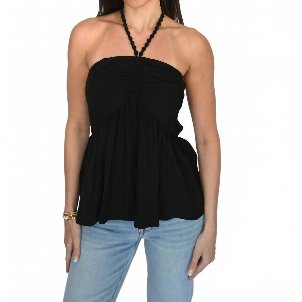 NEW VAVA pom-pom tube halter top in black